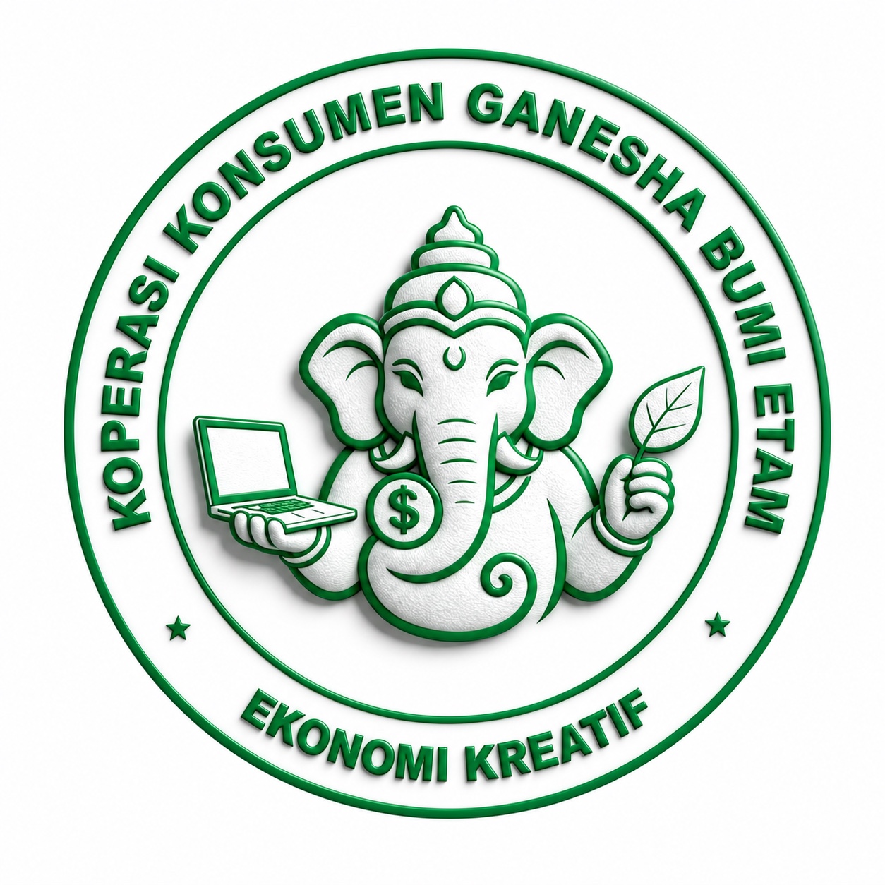 Logo tiga dimensi Koperasi Konsumen Ganesha Bumi Etam